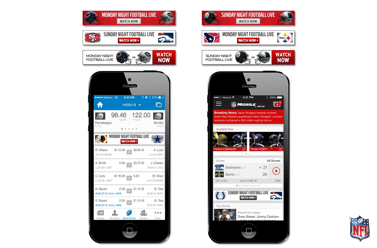 Two smartphones displaying gambling and sports betting apps with various odds and game details.