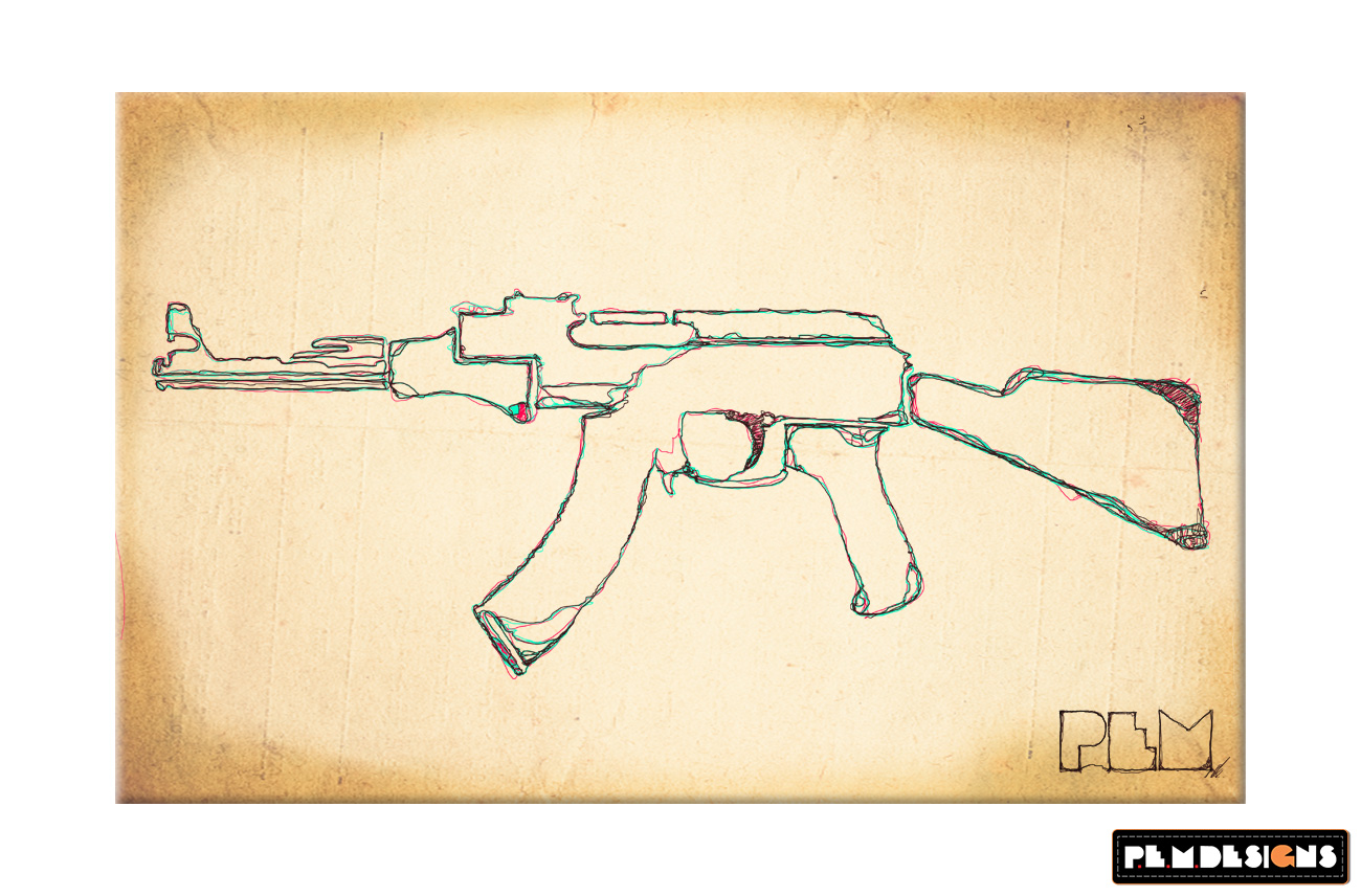 Sketch of a rifle on aged paper.